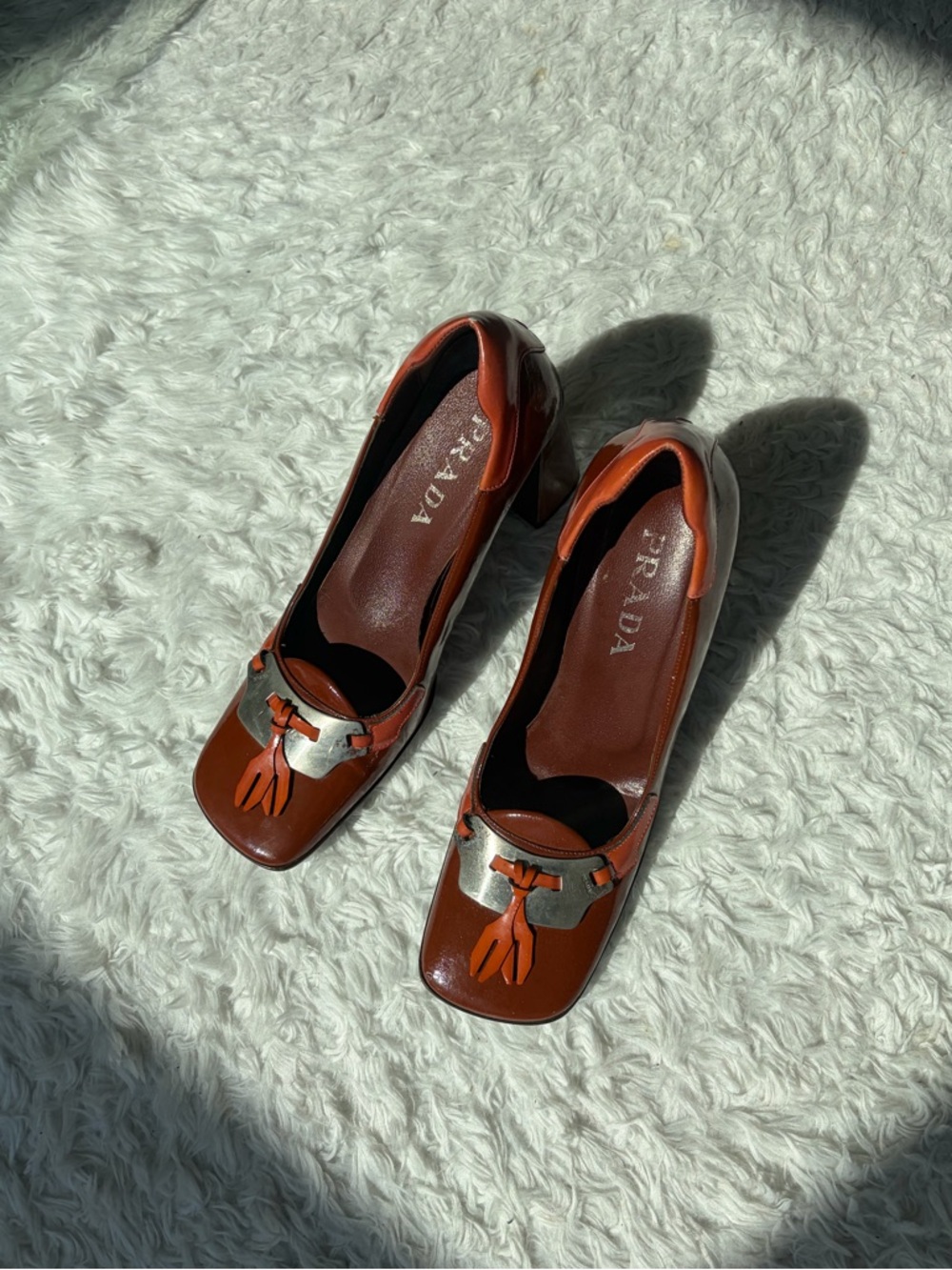 Vintage Prada 1999 Square Toe Patent Leather Heels, Size 39 (US8.5 or 9) - Picture 2 of 7